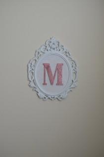 wedding photo - White and pink nursery framed letter