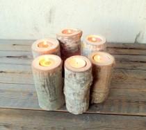 wedding photo - Set of 6 Wood Branch Candle Holders - Wood Log Holders - Wedding Decoration - Home Decoration - Wedding Centerpiece.