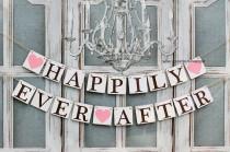 wedding photo - Wedding Banners-HAPPILY EVER AFTER Sign-Rustic Barn Wedding Decorations-Engagement Decor-Custom Colors-Photo Prop-Car Sign-Sign