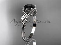 wedding photo -  Unique platinum engagement ring with a Black Diamond center stone ADLR322