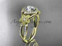 wedding photo -  14kt yellow gold diamond floral wedding ring, engagement ring ADLR127