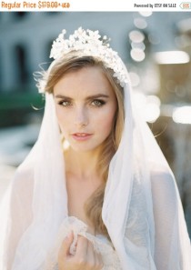 wedding photo - 20% OFF EVENT Theodora Crown & English Silk Tulle Veil 