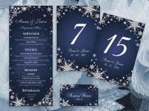 wedding photo -  15% OFF - DIY Printable Wedding Table Package Deal Templates | Editable MS Word file | Instant Download | Winter White Snowflakes Royal Navy Blue