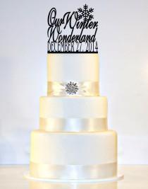 wedding photo - Winter Wedding Cake Topper - Winter Wonderland, Snowflake, Wedding Date