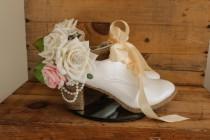 wedding photo - Wedding shoes unique satin lace up 3 " heel women's bridal shoes