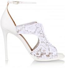 wedding photo - Givenchy Platform Sandals in White Leather and Lace