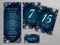 wedding photo -  15%  OFF - DIY Printable Wedding Table Package Deal Templates | Editable MS Word file | Instant Download | Winter White Snowflakes Dark Turquoise