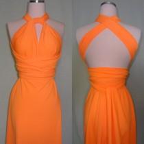 wedding photo - Neon Orange Convertible Dress...Bridesmaids, Date Night, Cocktail Party, Prom, Special Occasion, Beach, Vacation
