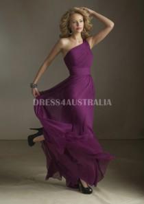 wedding photo -  Buy Australia Flowing One Shoulder Ruched Bodice Floor Length Chiffon Bridesmaid Dresses by Angelina Faccenda 20415 at AU$133.52 - Dress4Australia.com.au