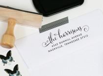 wedding photo - calligraphy address stamp - address label