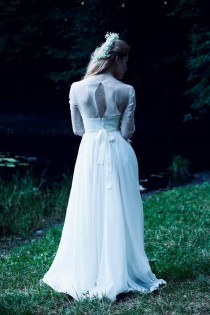 wedding photo - Pure White Open Back Lace Corset Wedding Dress//Boho Wedding Dress