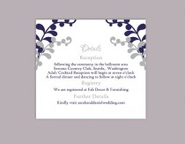 wedding photo -  DIY Wedding Details Card Template Editable Text Word File Download Printable Details Card Navy Blue Silver Details Card Enclosure Cards