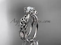 wedding photo -  14kt white gold celtic trinity knot engagement ring , wedding ring CT766