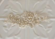 wedding photo - Bridal Hair Accessory, Pearl and Lace Bridal hairpiece