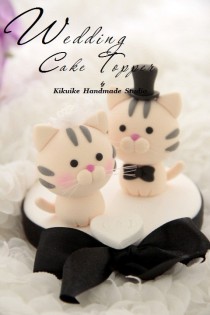 wedding photo - cat and  kitty Wedding Cake Topper---k802