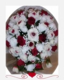 wedding photo -  Burgundy Rose Bridal bouquet, double roses