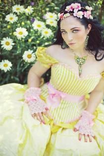 wedding photo - Princess Wedding Gown Fairytale Fantasy Dress in Striped Silk- Custom to Order