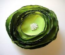 wedding photo - woodbine olive green rose flower brooch