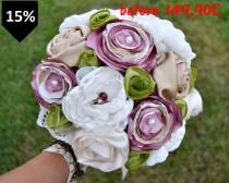 wedding photo - Wedding Fabric Bouquet Bright Colours. Bridal Bouquet with custom cameo. Black Friday