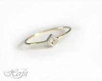 wedding photo - 14k Diamond solid gold ring, engagement ring, wedding ring, princess diamond ring, Handmade