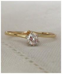 wedding photo - A Classic Vintage 14kt Yellow Gold Diamond Solitaire Engagement Ring - May