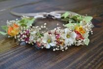 wedding photo - Multicolored flower crown, head wreath, bohemian headband, floral headband