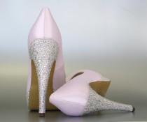 wedding photo - Wedding Shoes -- Paradise Pink Platform Wedding Shoes with Silver Rhinestone Heel and Platform -- CHOOSE YOUR COLOR