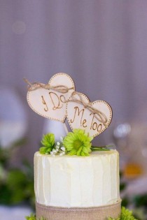 wedding photo - Rustic Heart Cake Toppers. I Do Me Too, Wedding Cake Topper, Rustic Wedding