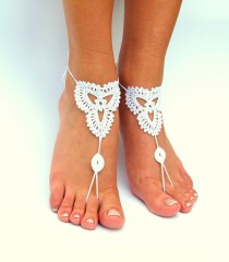wedding photo -  Crochet Barefoot Sandals, Beach wedding shoes, Wedding Accessory, Nude shoes, Anklet, Foot Jewelry