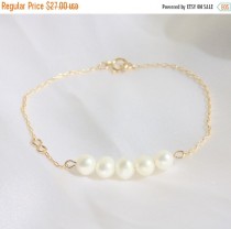 wedding photo - Cyber monday sale Freshwater Pearl Bracelet, 14kt Gold Filled Bracelet, Gift for Her