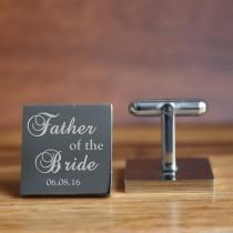 wedding photo - Engraved personalized square silver cufflinks - Father of the Bride personalised gift (stainless steel cufflinks)