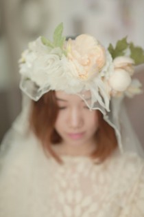 wedding photo - Bridal silk floral crown ,silk flower halo