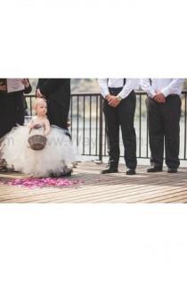 wedding photo -  Flower girl dress Ivory tutu dress, chiffton roses, baby tutu dress, toddler tutu dress,newborn