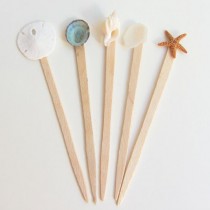 wedding photo - Shell Pick - Seaglass Pick - Starfish Pick - Sand Dollar Pick - Beachy Picks - 10 Cupcake Picks