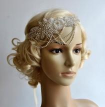 wedding photo - Glamour Rhinestone flapper Gatsby Headband, Chain 1920s Wedding Crystal Headband Headpiece, Bridal Headpiece, 1920s Flapper headband