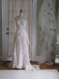 wedding photo - Reserved For Chelsea Strapless Fairy Ethereal Wedding Gown