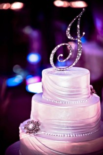 wedding photo - Custom Swarovski Crystal & Pearl Cake Topper