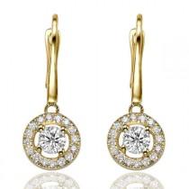 wedding photo - Gold Dangle Earrings, Diamond Earrings, 14K Gold Earrings, Pave Earrings, 0.8 CT Dangle Earrings, Bridal Earrings
