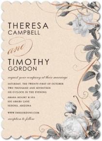 wedding photo - Romantic Floral - Shimmer Wedding Invitations In Cashmere Pink Or White 