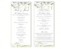 wedding photo - Wedding Program Template DIY Editable Text Word File Download Program Green Gray Program Floral Program Printable Wedding Program 4x9.25inch