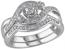 wedding photo - Diamond 1/3 CT. T.W. Diamond Bridal Ring Set in Sterling Silver (GH I2-I3)