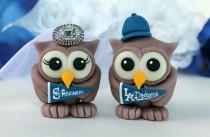 wedding photo - Sport wedding owl cake topper, customizable love birds, baseball themed wedding, baseball pennants
