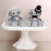 wedding photo - Mini Robot Cake Toppers for a Geek Wedding or a Robot Wedding, Bride and Groom, Geek Love