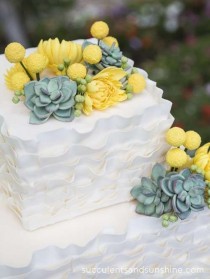 wedding photo - Sugar Succulents On A Wedding Cake
