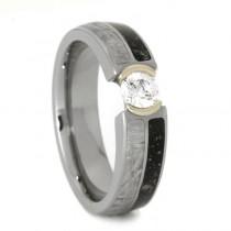 wedding photo -  White Sapphire Engagement Ring with Meteorite and Stardust