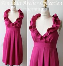 wedding photo - Magenta Pink Dress, Bridesmaid, Made to Order, cotton with pockets