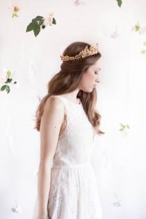 wedding photo - Edwardian leaf circlet, Bridal circlet, leaf tiara,gold crown, Greek goddess, leaf crown, flower crown, leaf circlet, coronet, diadem #136