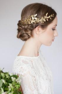 wedding photo - Alena laurel leaf wrap headpiece, leaf circlet, Gold Leaf Headpiece, bridal headpiece, leaf coronet, bohemian headpiece, boho #240