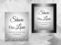 wedding photo -  DIY Printable Wedding Hash Tag Sign Template | Editable MS Word file | 8 x 10 | Instant Download | Sparkly Silver Diamond Shower