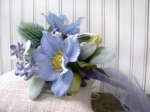 wedding photo - Wedding Bouquets, Bridal Bridesmaids, Silk Wedding Flowers, Blue Lavender, For the Bride, Rustic Chic, Blue Clematis, Thistle, Barn, Outdoor